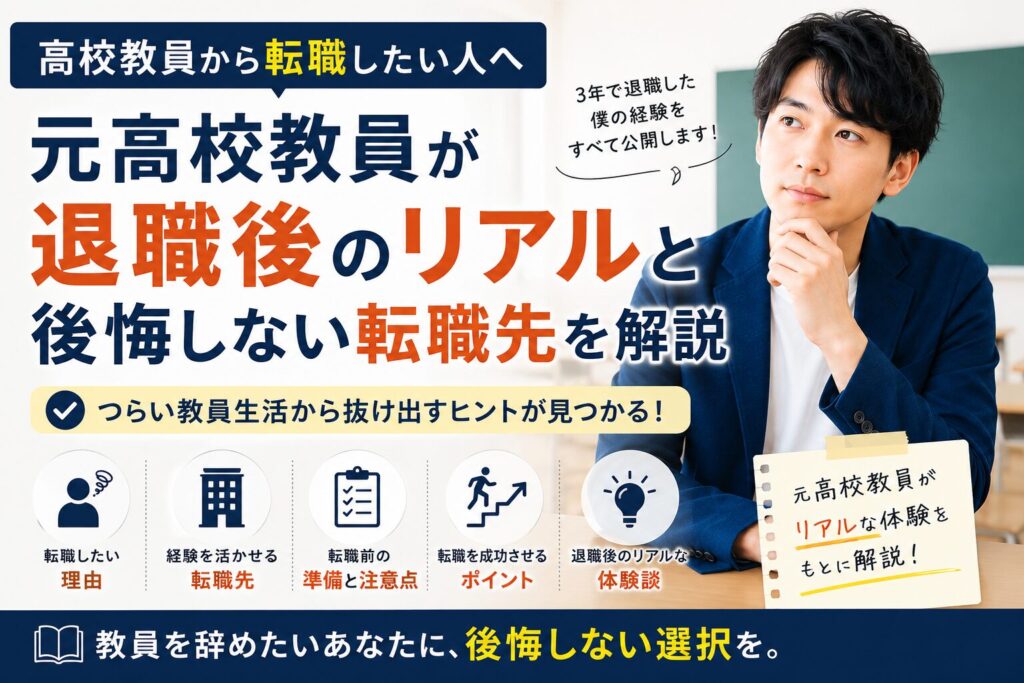 高校教員から転職したい人へ｜元高校教員が退職後のリアルと後悔しない転職先を解説